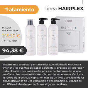 atamiento Hairplex 500ml por frasco. Se aplica en tres fases que logran una hidratación en profundidad y fortalece y sella el cabello.